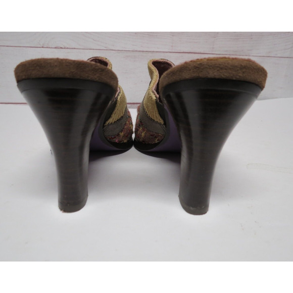 Kenzie "Touch" Leather & Fabric Mules Heels Size 9 Patchwork Quilt Look - Picture 7 of 10